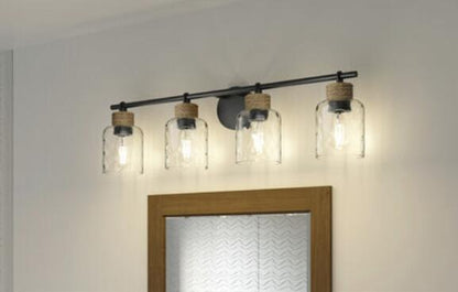 Quoizel BTC8634MBK Baltic Modern Matte Black 4-Light Bathroom Lighting Sconce