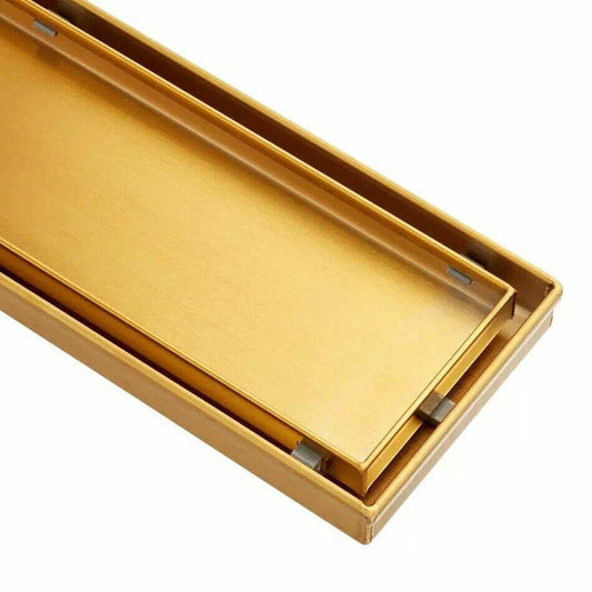 Signature Hardware - 36" Linear Tile-In Shower Drain - Polished Brass