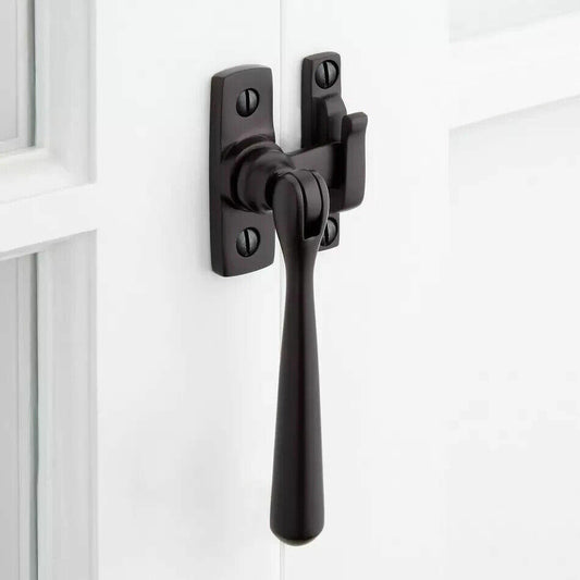 Signature Hardware - Solid Brass Casement Window Latch - Matte Black