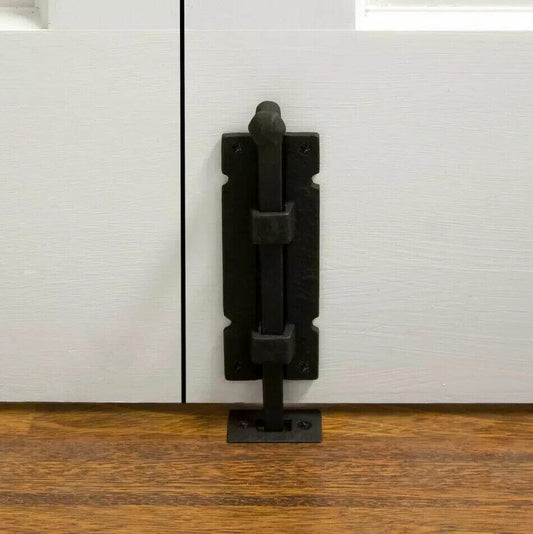 Signature Hardware-8" Vertical Mount Square Iron Surface Bolt-Black Powder Coat