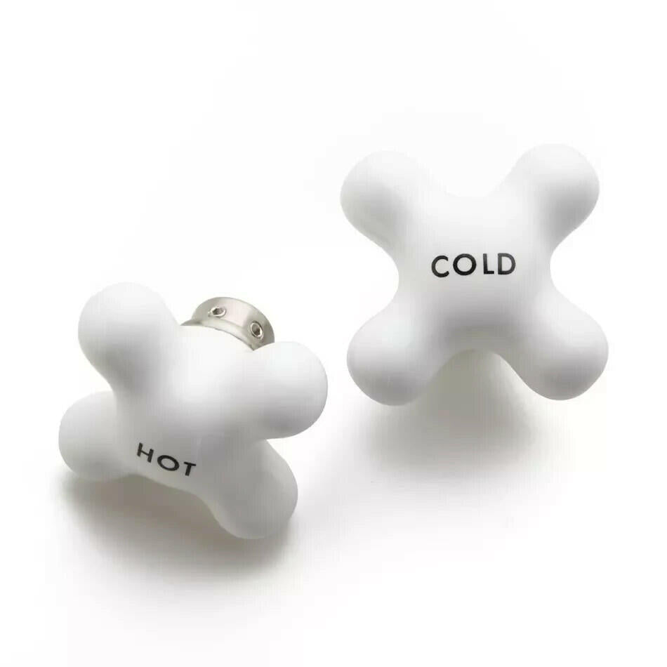 Signature Hardware-Small Porcelain Cross Handles-Pair of 2-White/Brushed Nickel