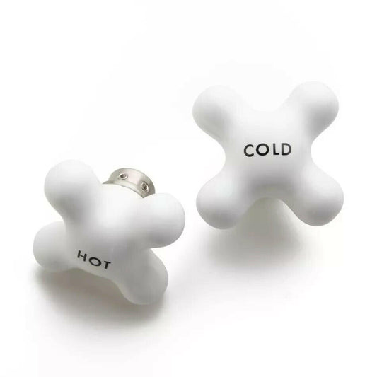 Signature Hardware-Small Porcelain Cross Handles-Pair of 2-White/Brushed Nickel