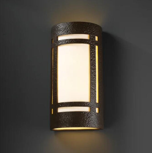 Justice Design CER-7497W-HMIR Ambiance Outdoor Wall Sconce - Hammered Iron