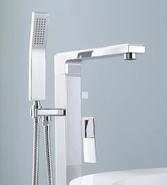 Signature Hardware Ryle Freestanding Tub Faucet and Hand Shower, Chrome