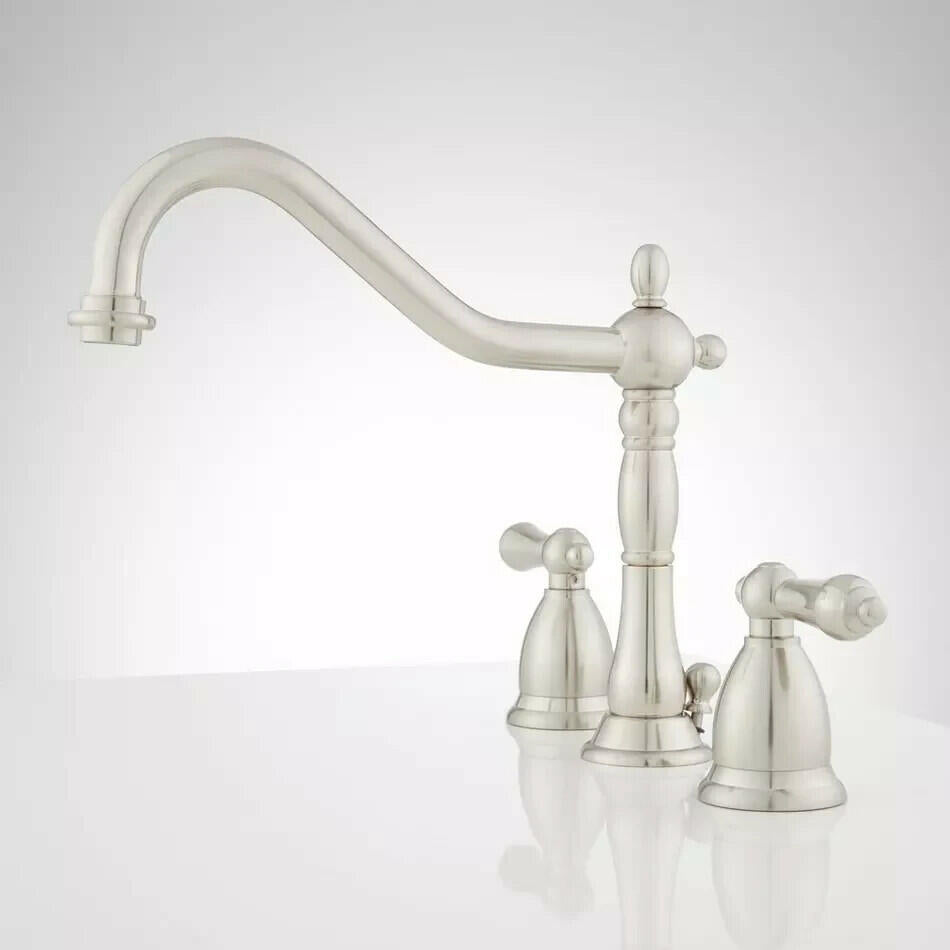 Signature Hardware-Victorian Widespread Bathroom faucet-Lever-Brushed Nickel