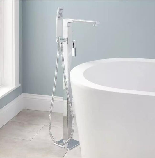 Signature Hardware Ryle Freestanding Tub Faucet and Hand Shower, Chrome