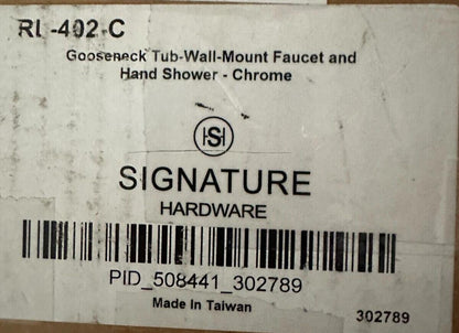 Signature Hardware - Gooseneck Tub-Wall-Mount Faucet & Hand Shower - Chrome