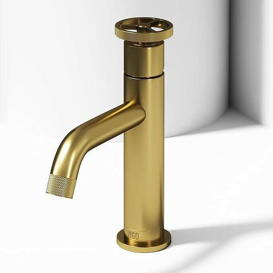VIGO Cass Single Handle Single-Hole Bathroom Faucet Matte Brushed Gold-VG01046MG