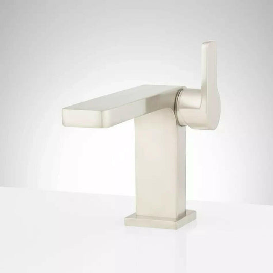 Signature Hardware - Hibiscus Single-Holte Bathroom Faucet - Brushed Nickel
