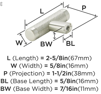Amerock - BP36556G10 - 2 5/8" Long Cabinet Knob in Satin Nickel-Bronx Collection