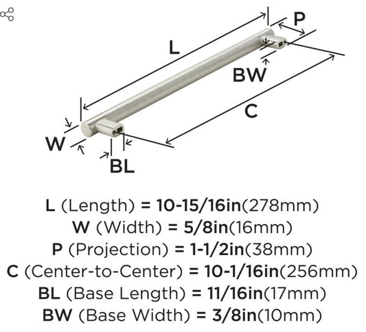 Amerock - BP36560G10 - 10" Center Satin Nickel Cabinet Pull - Bronx Collection
