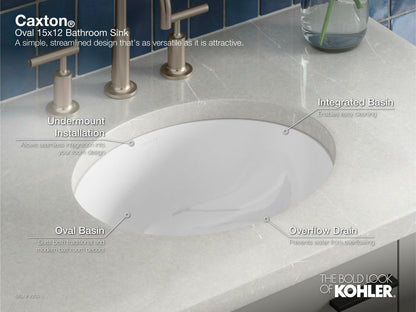 Kohler 2209-0 Caxton Oval 15" x 12" Undermount bathroom sink, White