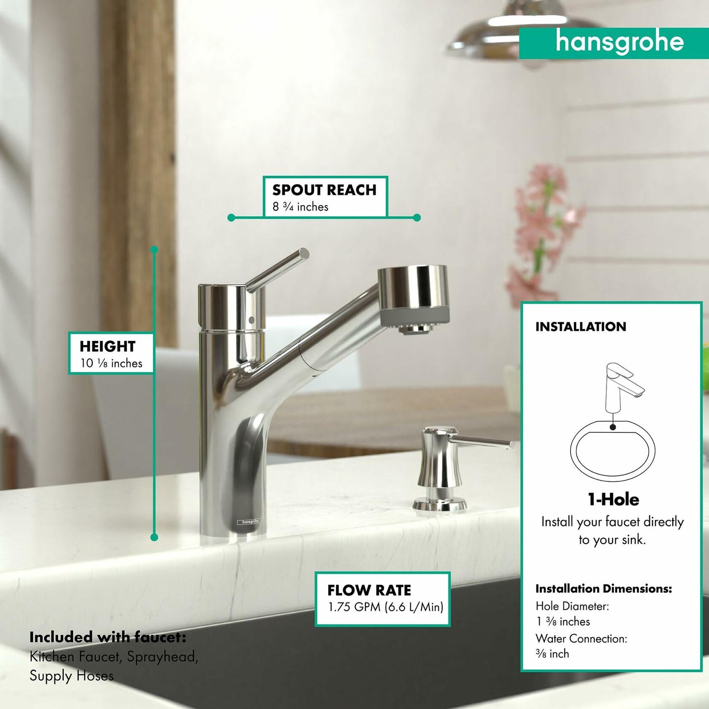 hansgrohe Talis S Chrome Single-Handle Kitchen Faucet with Pull Out Sprayer