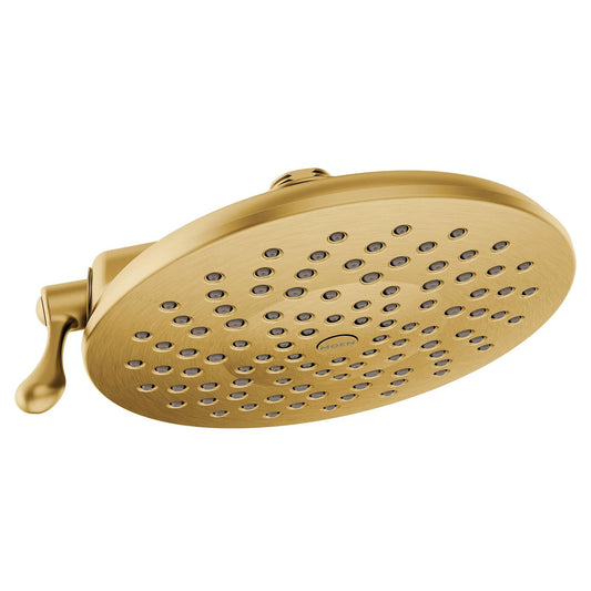 Moen Velocity Brushed Gold Two-Function Rainshower 8-Inch Shower Head