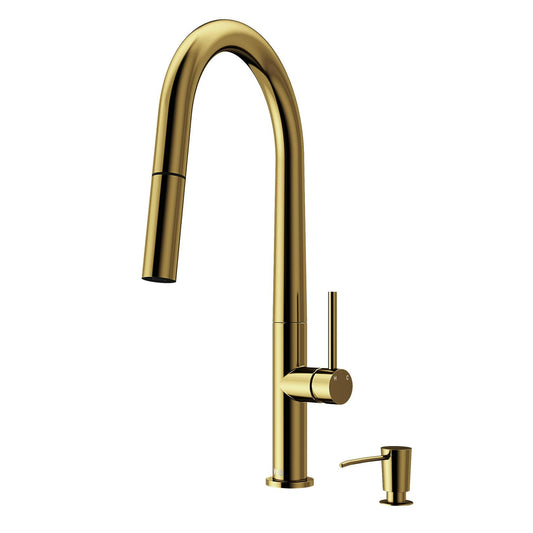 VIGO Greenwich 18'' H Single Handle Pull-Down Sprayer Set with Soap Dispenser