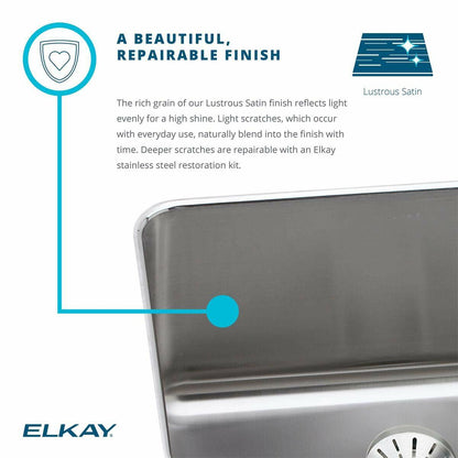 Elkay LR29183 Lustertone Stainless Steel Equal Double Bowl Top Mount Sink