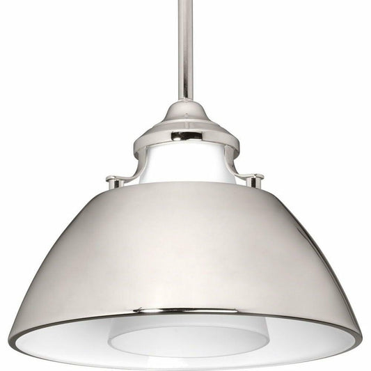 Progress Lighting P500013-143 Carbon One-Light Pendant w/Metal Shade, Graphite