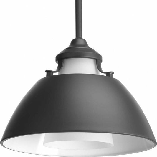 Progress Lighting P500013-143 Carbon One-Light Pendant w/Metal Shade, Graphite