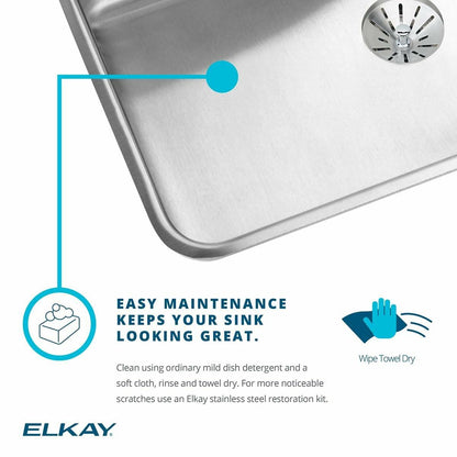 Elkay LR29183 Lustertone Stainless Steel Equal Double Bowl Top Mount Sink