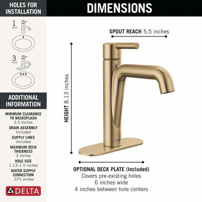 DELTA FAUCET Nicoli Bathroom Faucet, Single Handle Champagne Bronze