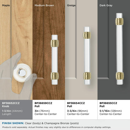 Amerock | Cabinet Knob | Clear/Champagne Bronze | Glacio
