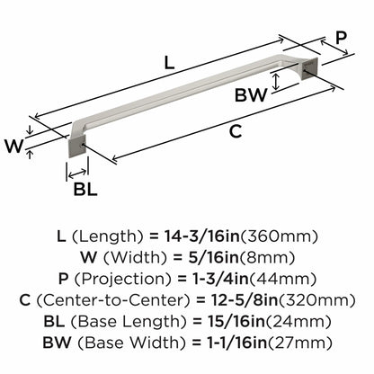 Amerock Exceed 12-5/8 inch Center-to-Center Satin Nickel Cabinet Pull BP36925G10