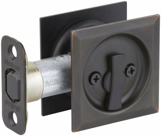 Kwikset 335SQT-11P Square Privacy Pocket Door Lock Venetian Bronze Finish