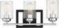 Savoy House 8-2154-3-67 Redmond Clear Ribbed Bathroom Vanity Light Black&Chrome