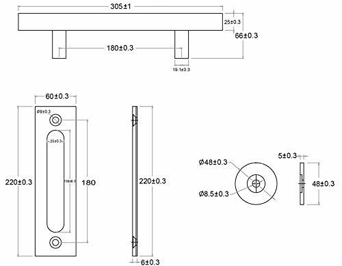 Miseno MBDH0385 11-3/4" Tall Sliding Barn Door Pull Set - Stainless Steel