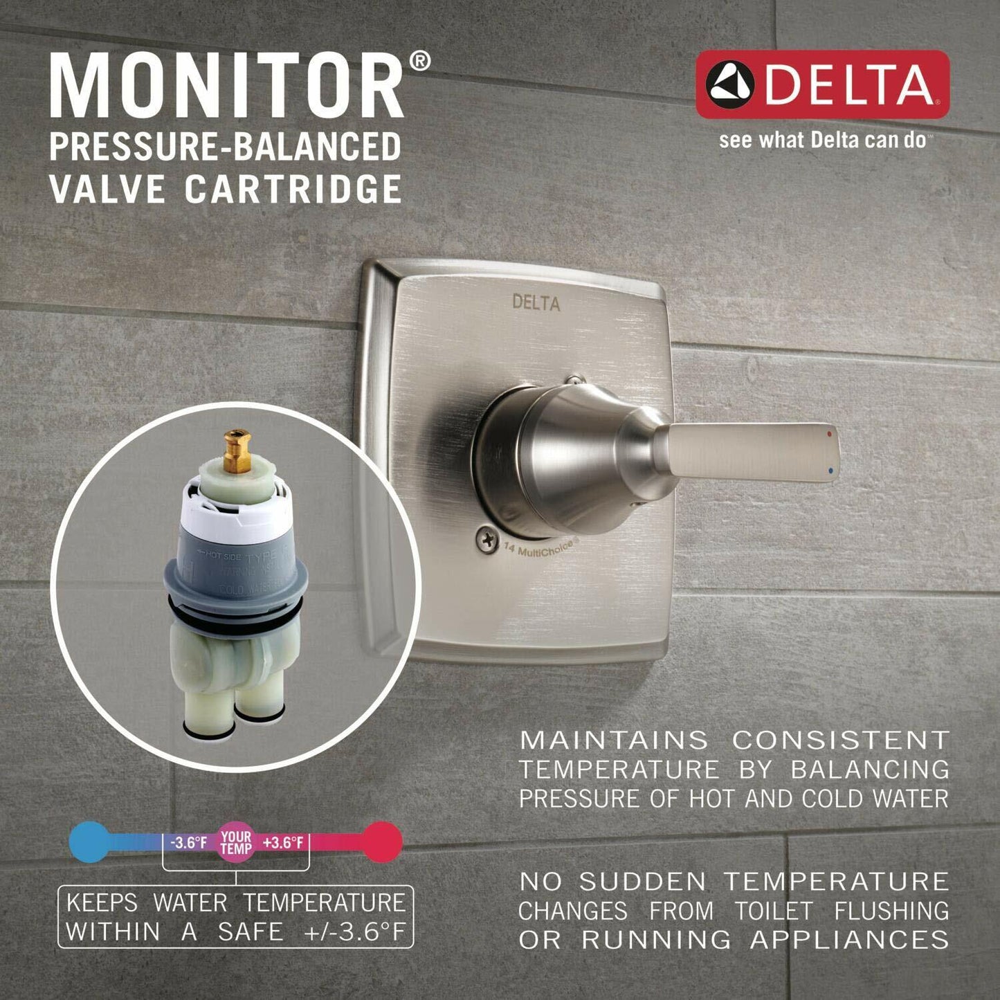 Delta T14235 Saylor Monitor 14Series Sing Function Pressure Balanced Shower Only