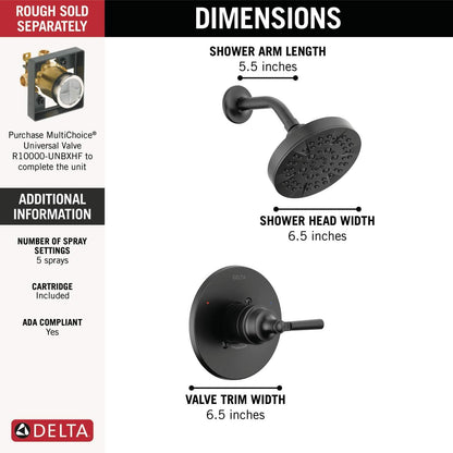 Delta T14235 Saylor Monitor 14Series Sing Function Pressure Balanced Shower Only
