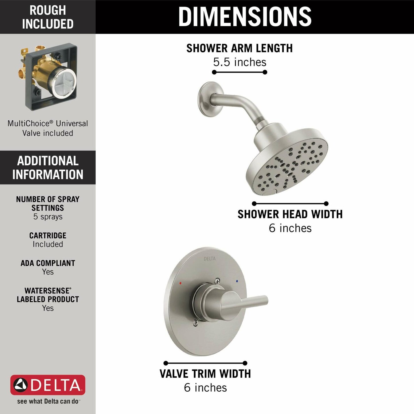 Delta Faucet Nicoli 14 Series Single-Handle Shower Faucet, Shower Trim Kit