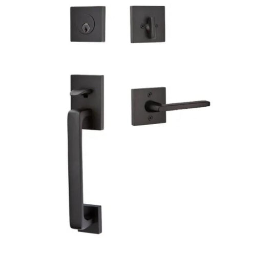 EMTEK Baden RH Sectional Single Cylinder Keyed Entry Handleset with Helios Lever
