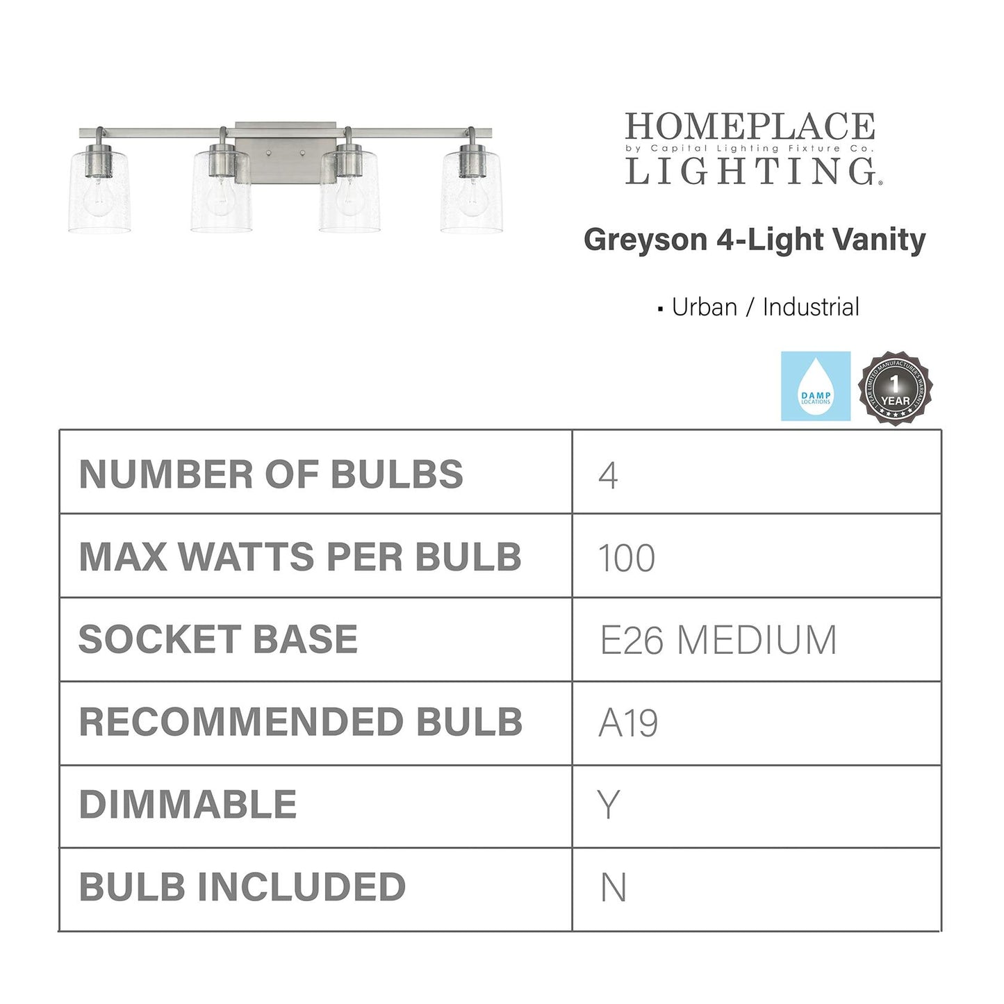 HomePlace Lighting 128541CH-449 Greyson Clear Glass Bathroom Vanity Wall Light