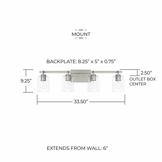 HomePlace Lighting 128541CH-449 Greyson Clear Glass Bathroom Vanity Wall Light