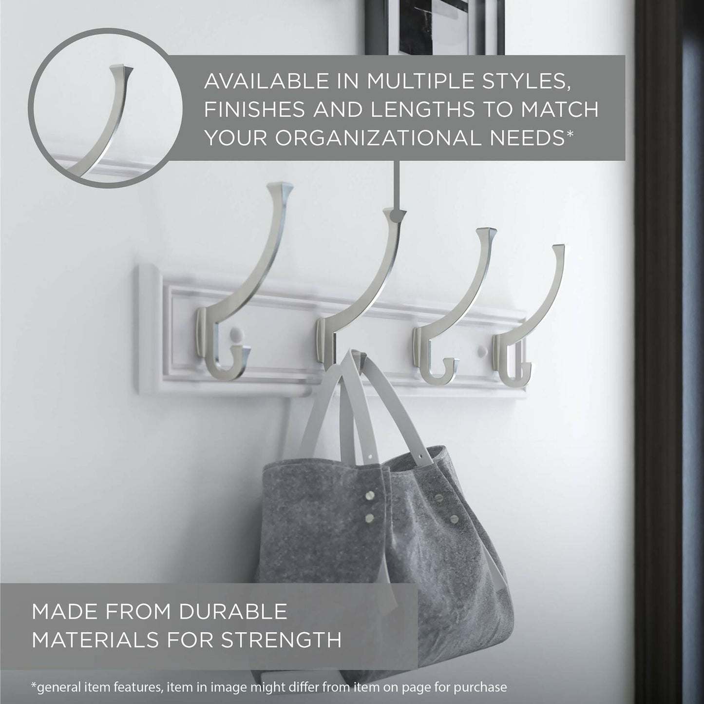 Franklin Brass 20' Coat/Hat Rack Wall Mount White Steel with 6 Hooks FBSSMR6-W-R