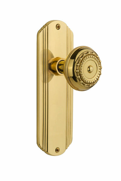 Nostalgic Warehouse Deco Plate with Meadows Knob Privacy-2.375", Polished Brass