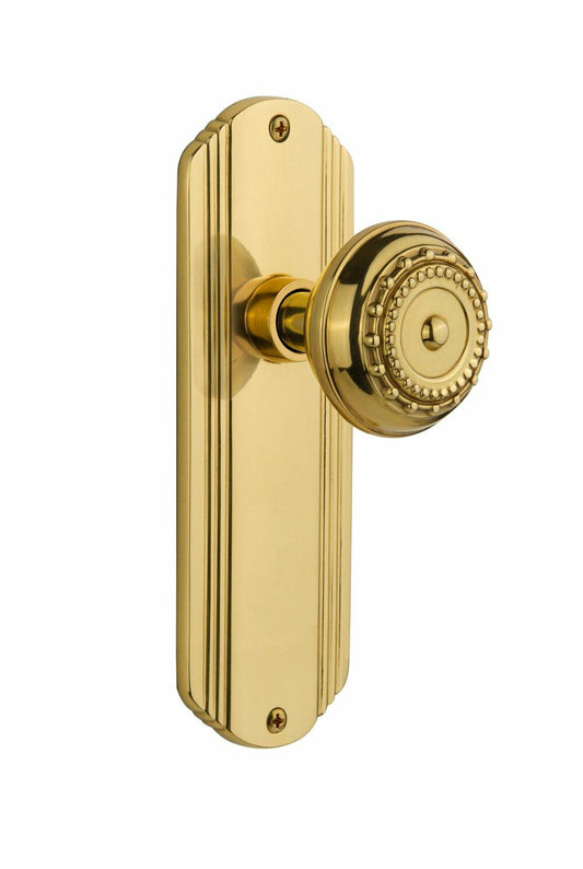Nostalgic Warehouse Deco Plate with Meadows Knob Privacy-2.375", Polished Brass