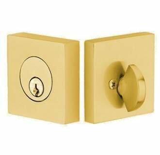 Emtek 8469-US4 Satin Brass Square Deadbolt, Key Lock