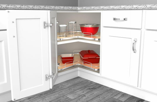 REV-A-SHELF Solid Surface Kidney-Shaped Lazy Susan for Corner Base Cabinet
