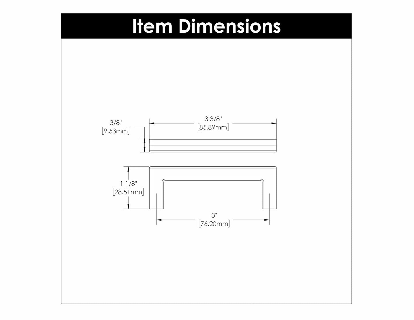 Hickory Hardware Kitchen Cabinet Pulls 3" Matte Black (Pack of 10)