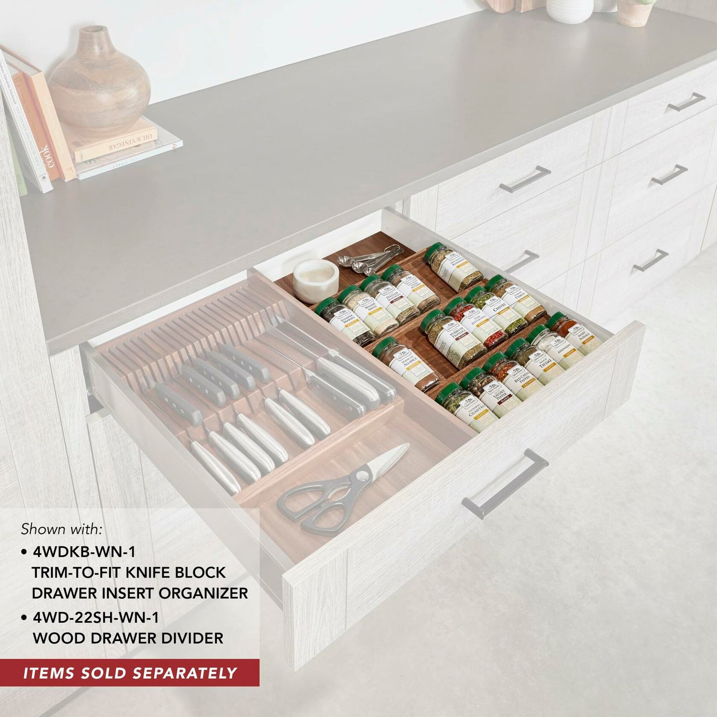 Walnut Trim To Fit Knife Block Drawer Insert Organizer