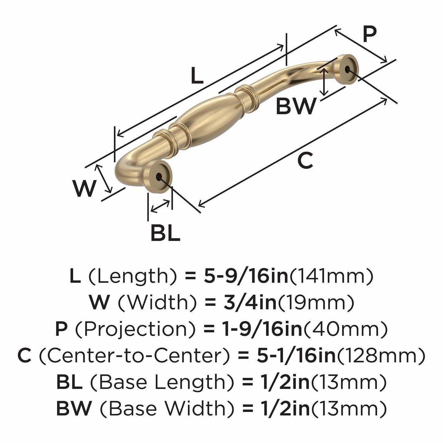 Amerock BP55244CZ Champagne Bronze Cabinet Pull 5-1/16 inch (128mm) Granby