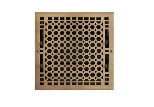 Signature Hardware 327349 Honeycomb Brass Wall Register 14" x 14" Antique Brass
