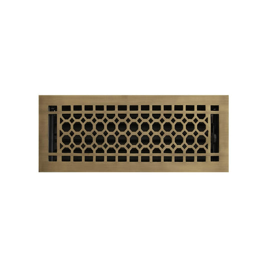 Signature Hardware 301629 Honeycomb Brass Floor Register 4"x12" - Antique Brass