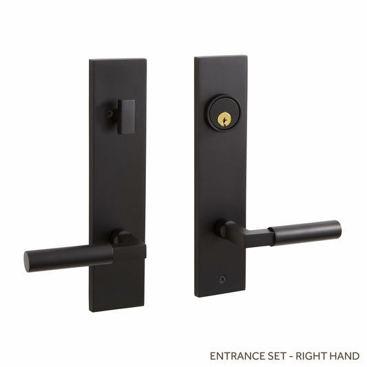 Signature Hardware Round Lever Solid Brass Entrance Door Set - Right Hand