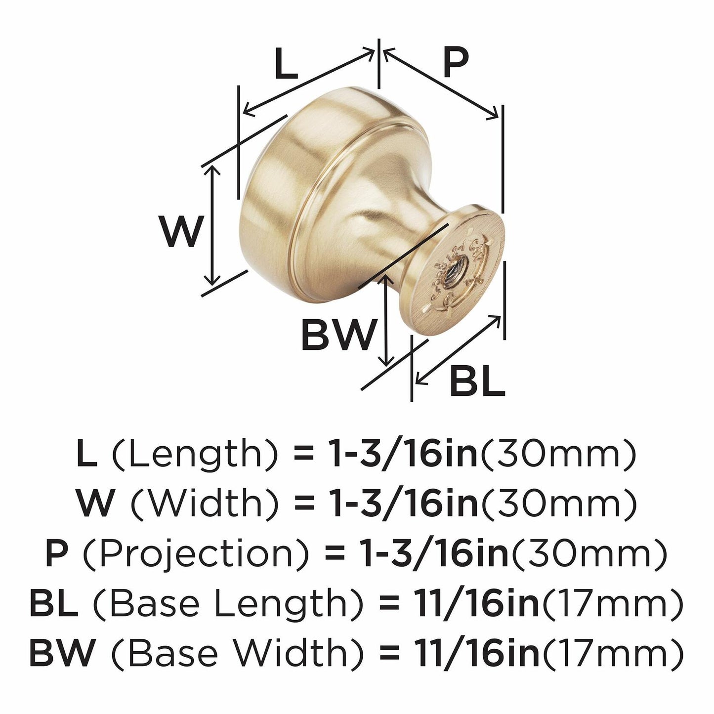 Amerock BP55312CZ Cabinet Knob Champagne Bronze 1-3/16" Diameter Highland Ridge